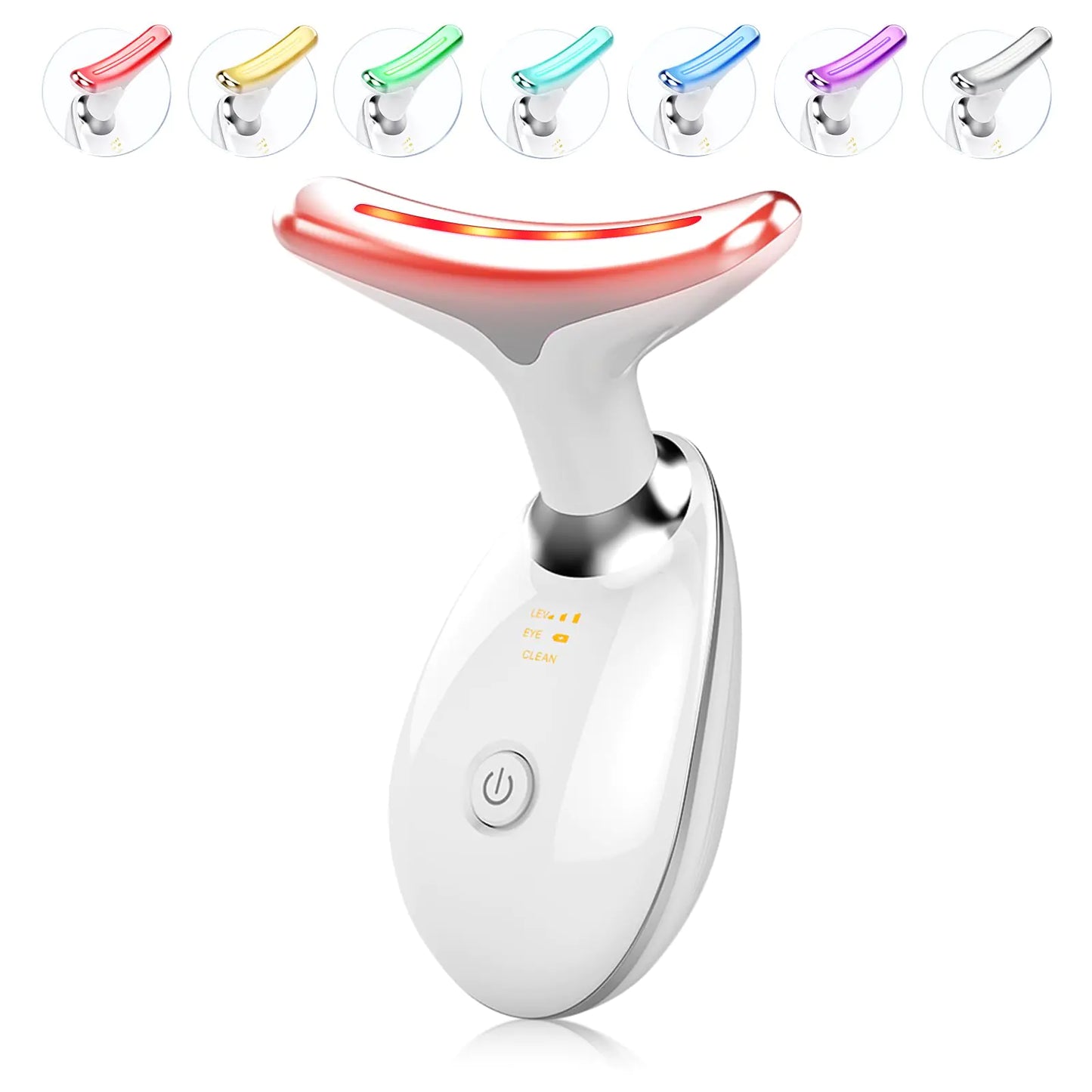 7 Color Light Based Multifunctional Facial Massager, Face Massager Tool for Skin Care at Home, Glossy White